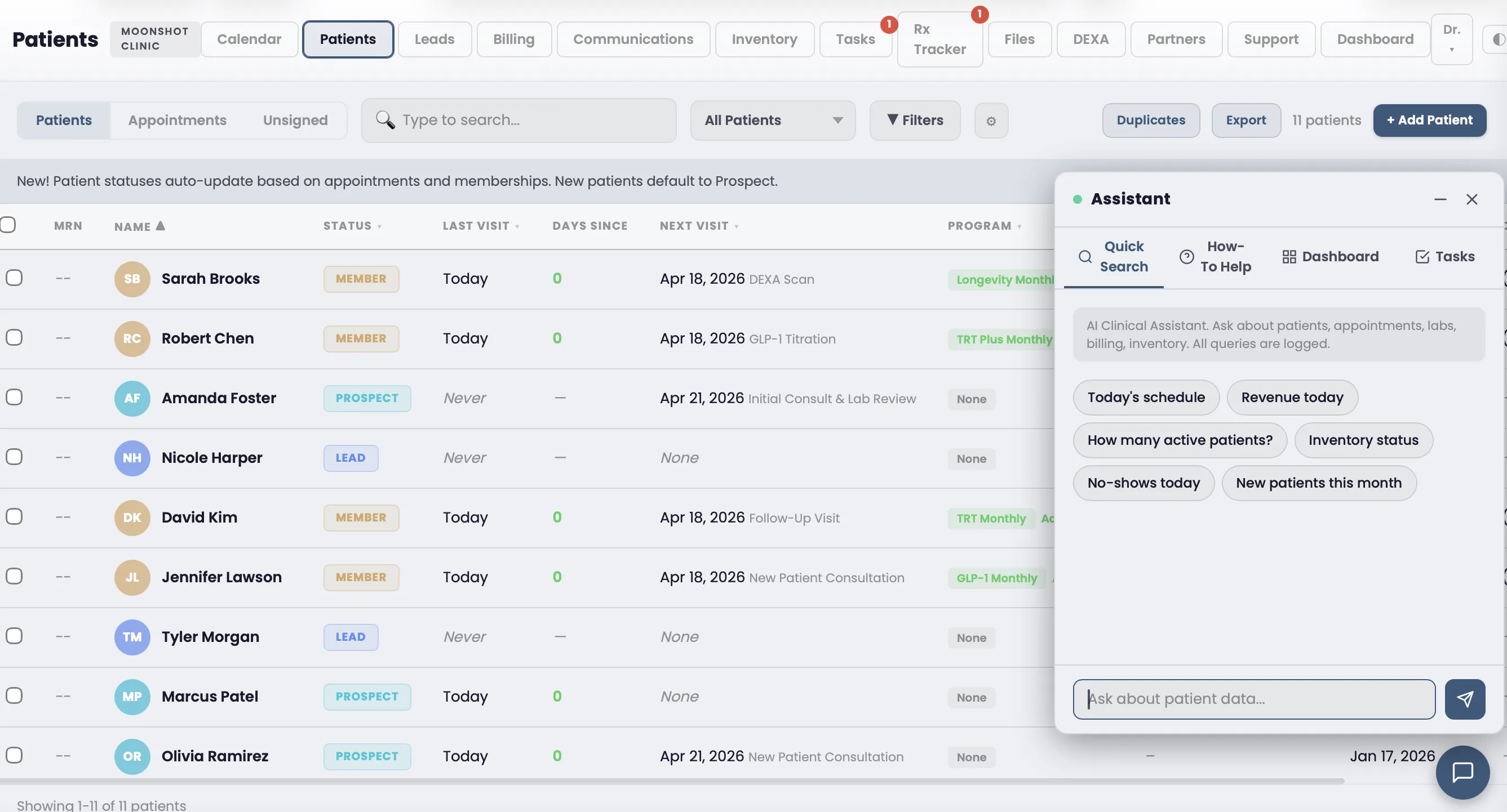 AI clinical assistant answering questions about patient history and lab results